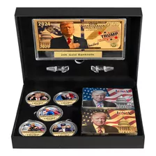 Sw 5 Monedas Conmemorativas Trump 2024, Naipes De Oro Y Plat