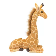 Girafa Realista Deitado 55cm Pelúcia Linda Grande Macia