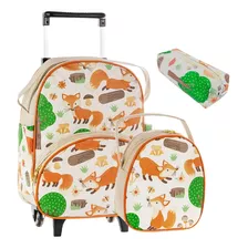 Kit Mochila De Carrinho Infantil Bichinho G + Lancheira Pets