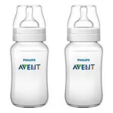 Kit 2 Mamadeiras Philips Avent Classic Airflex 330ml - Nova Cor Transparente