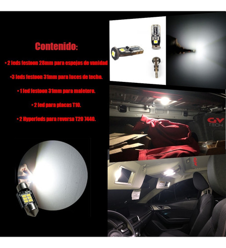 Led Premium Interiores + Hyperleds De Reversa Mazda 3 Hb Foto 3