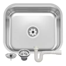 Cuba Inox Cozinha Tramontina 40x34 + Brinde Sifão Válvula Cor Inox Fosco