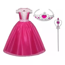 Vestido Fantasia Bela Adormecida Aurora Coroa E Varinha