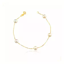 Pulseira Pérola Natural Ouro 18k Luxo Festa Casamento Brilho