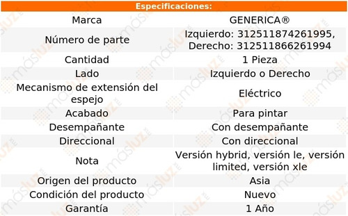 Espejo Elect P/pintar C/desemp C/direcc Highlander 14/19 Foto 2