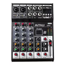 Amw Sm4 Mesa De Som 4 Canais Reverb Pan Efx Bt Interface Usb