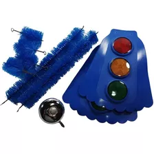 Kit Limpa Cubo Aro Aparabarro Azul Campainha Bicicleta