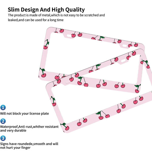 Cherry - 2 Marcos Para Matrcula, De Metal De Aluminio Con T Foto 4