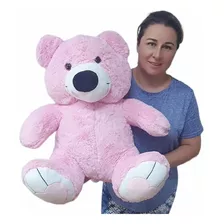 Urso Beijinho 80cm Rosa Com Detalhes Na Boca E Patinhas