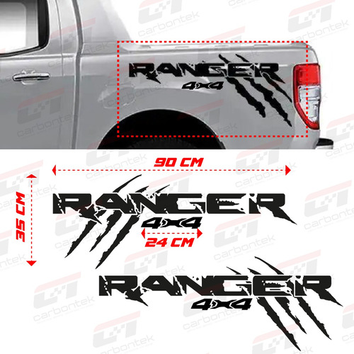 Sticker Calcomana Ford Ranger 4x4 Garra Kit Laterales Caja Foto 2