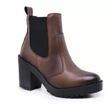 Bota Coturno Feminino Salto Médio Tratorada Elástico