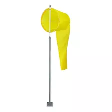 Biruta Indicador Vento 60cm Amarelo Com Mastro Haste 2m 