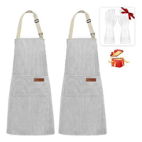 2 Pack Delantales Chef Waiter Barber Shop Delantales+guantes