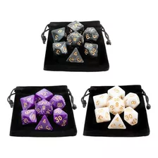 Kit 21 Dados Rpg De Mesa Perolizado Royal D&d + 3 Bolsas