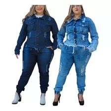 Kit C 2 Calças Jeans Jogger Plus Size Com Lycra Cintura Alta
