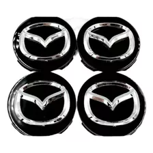 4 Centros De Rin 56mm Mazda 3 5 Cx5 Cx7 Cx9 Metálico Negro