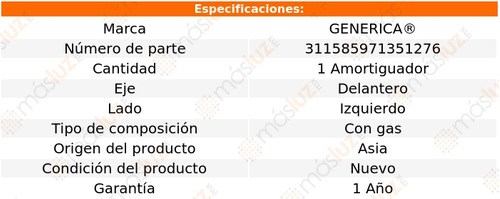 1- Amortiguador Gas Delantero Izq Q7 4.2l 09/14 Genrica Foto 2