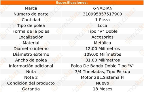 Polea Tipo  V  Doble Metalica W250 V8 5.2l 85-91 Foto 3