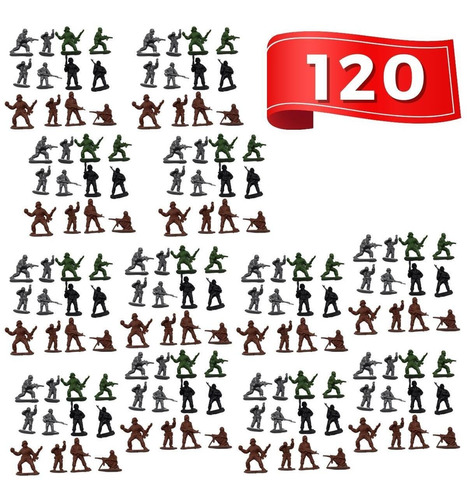 120 Boneco Soldado Plastico Guerra Exercito Militar Miniatur