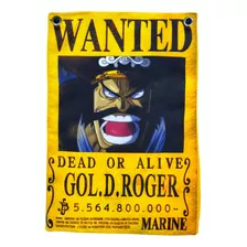 Poster One Piece Wanted Roger Em Tecido Dupla Face Procurado