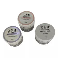 Combo Kit 3 Gel Xed X&d Led Uv 56g 17nude Transparente White