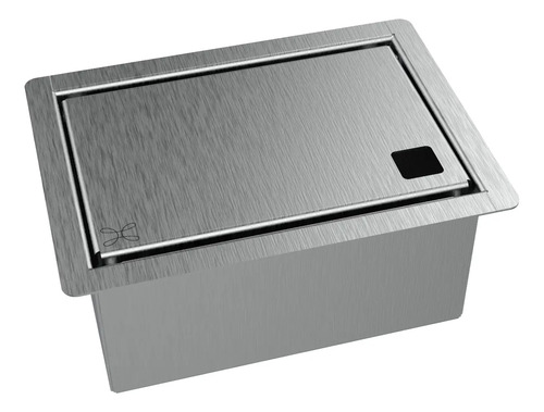 Porta Esponja Inox Com Tampa Lisa Embutir Granito 15x11cm Inox