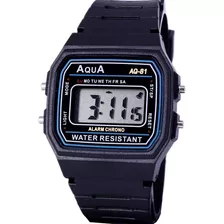Relógio De Pulso Feminino Aqua Digital A Prova D Água Barato