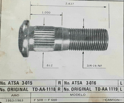 Birlo Para Rueda Trasera Izquierda Ford F600 53/63 Foto 2