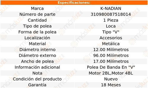 Polea Tipo  V  Metalica Monaco V8 5.9l 77 Foto 3