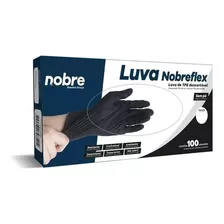 Luva Descartável Nobreflex Preta S/ Pó 100 Unidades - Tam M Cor Preto Tamanho Médio