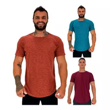 Kit 3 Camisetas Longline Masculinas Lisas Cores Musculação