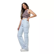 Calça Wide Leg Jeans Clara Cargo