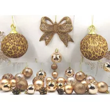 Conjunto Decoração Champanhe - Cobre Claro P/ Árvore Natal