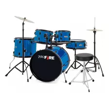 Bateria Acústica Pro Fire Azul Completa Bumbo 22 Spanking 