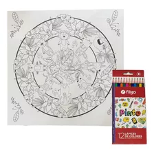 Kit Arte Mandala Diseño Infantil Para Colorear 12 Colores