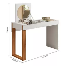 Escrivaninha Penteadeira Play C/ Espelho E Nicho Organizador Cor Branco/cinamomo Mel