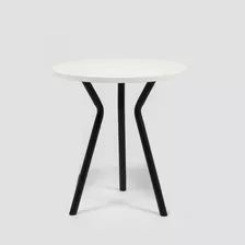 Mesa Magnolia 70 Cm. Estilo Café Rossi Tapa Tapa Blanca Patas Negras