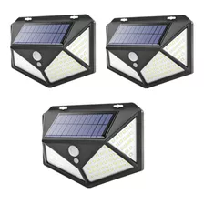 Pack X3 Led Solar Sensor Movimiento Luz Exterior 100 Led