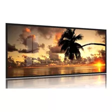 Quadro Decorativo Praia Coqueiro 130x60 Moldura