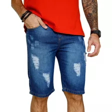 Bermuda Jeans Rasgada Masculina Sem Lycra Linha Premium 2023