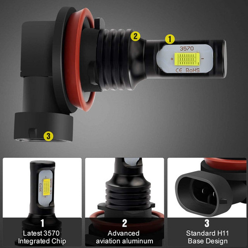 Bombillas De Luz Antiniebla Led H8 H11 80w 4000lm Para Honda Foto 4