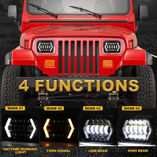 Led Faros De 5x7 6x7 H4 Jeep Blanco Ambar Flechas 4x4 Yj Xj Foto 4