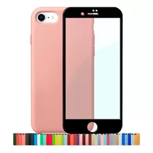 Capa Capinha Silicone Compatível iPhone 7 8 Se + Película 3d Cor Rosa-chiclete Nome Do Desenho Película Preta