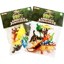 Kit 20 Dinossauro Plástico Colorido Miniaturas Brinquedo