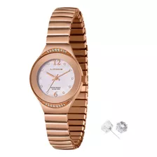 Relogio Lince Feminino Pequeno Rose Pulseira Elástica 