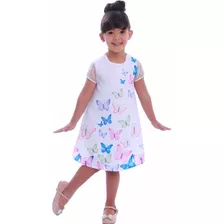 Vestido Infantil Jardim Das Borboletas Trapézio