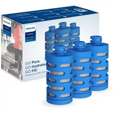 Kit 3 Filtros Para Garrafa De Água Active Awp287 Philips Cor Azul