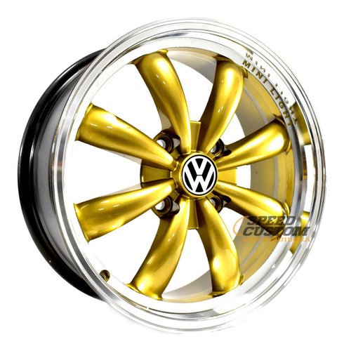 Rines 15x6.5 Barrenacion 4/130 Para Vocho Vw Logo Gold Foto 2