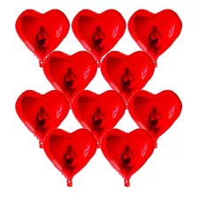 Set Pack Globos Corazón Metalizado 10cm X 10 Un