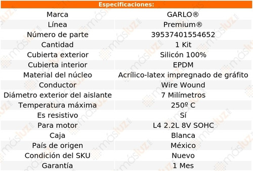 Jgo Cables Bujias Corona 2.2l 8v Sohc 80 Garlo Premium Foto 2
